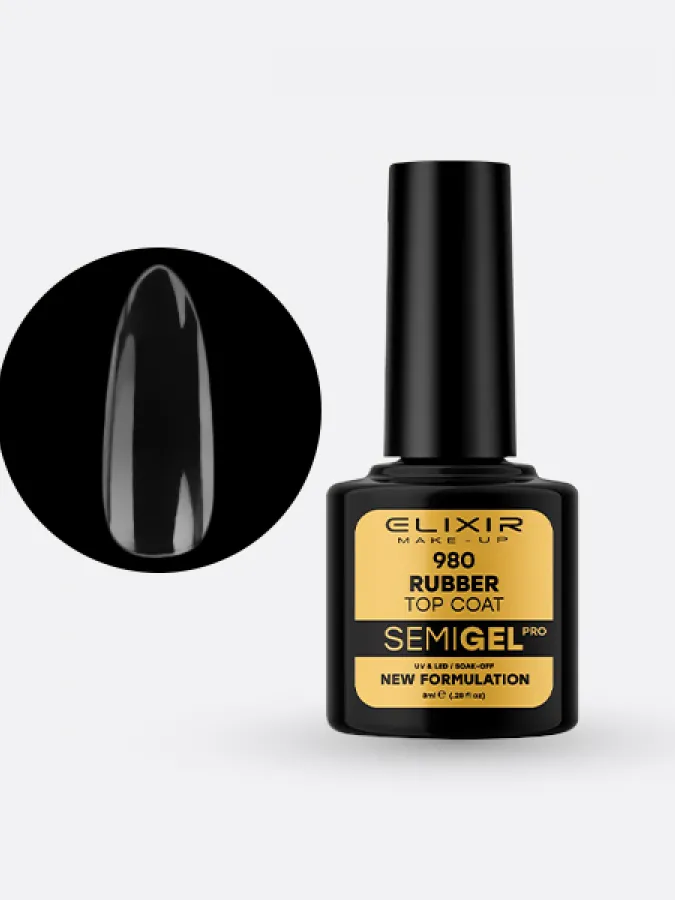Elixir Semi Gel Ημιμόνιμο Βερνίκι 8ml – #980 (RUBBER TOP COAT – NO WIPE)
