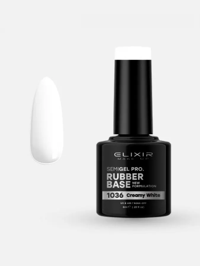 Elixir Semi Gel Ημιμόνιμο Βερνίκι 8ml – #1036 (CREAMY WHITE)