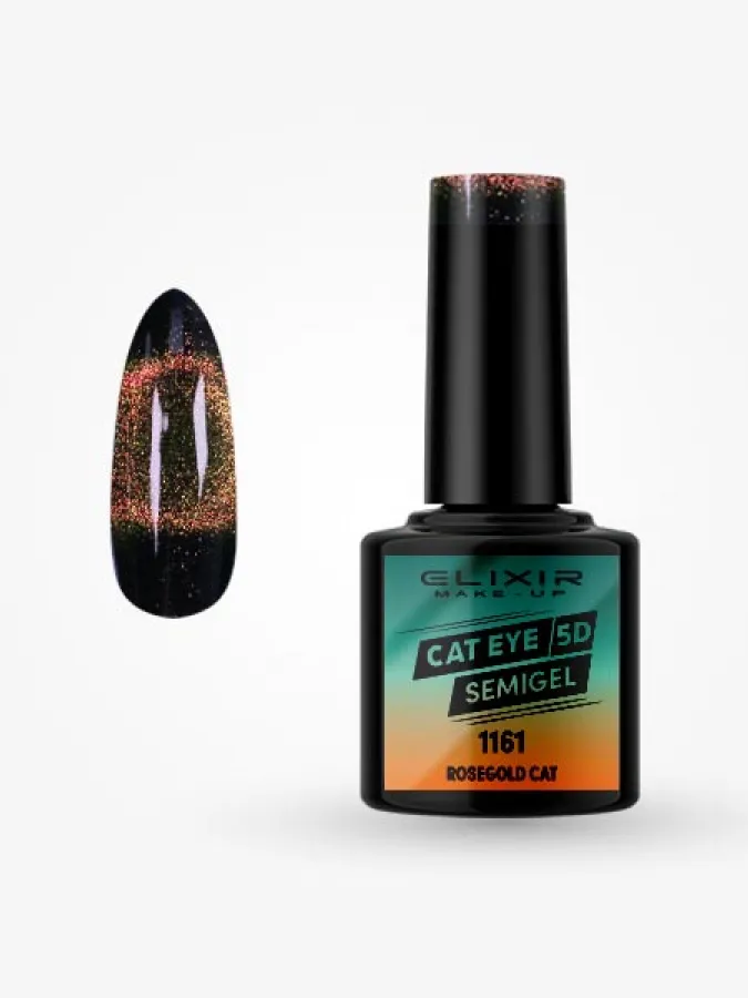 Elixir Semi Gel Ημιμόνιμο Βερνίκι CAT EYE 5D 8ml – #1161 (ROSEGOALD CAT)