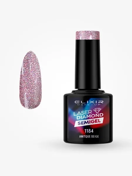 Elixir Semi Gel Ημιμόνιμο Βερνίκι LASER DIAMOND 8ml – #1184 (ANTIQUE BEIGE)