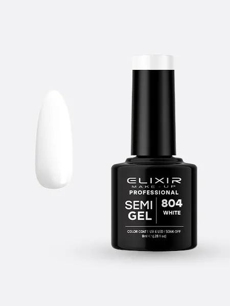 Elixir Semi Gel Ημιμόνιμο Βερνίκι 8ml – #804 (WHITE)