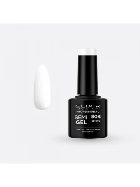 Elixir Semi Gel Ημιμόνιμο Βερνίκι 8ml – #804 (WHITE)