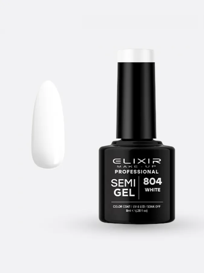 Elixir Semi Gel Ημιμόνιμο Βερνίκι 8ml – #804 (WHITE)
