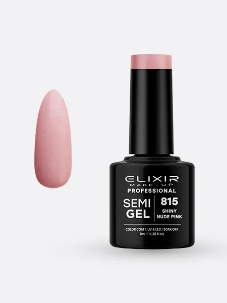 Elixir Semi Gel Ημιμόνιμο Βερνίκι 8ml – #815 (SHINY NUDE PINK)