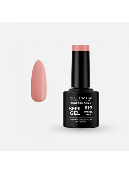 Elixir Semi Gel Ημιμόνιμο Βερνίκι 8ml – #819 (PASTEL PINK)
