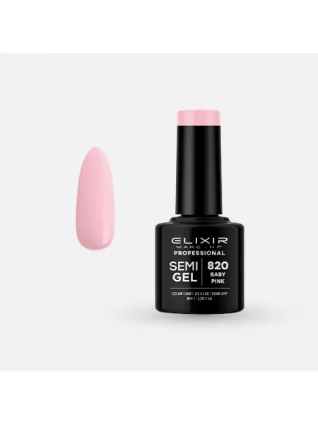 Elixir Semi Gel Ημιμόνιμο Βερνίκι 8ml – #820 (BABY PINK)