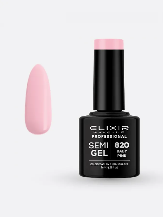 Elixir Semi Gel Ημιμόνιμο Βερνίκι 8ml – #820 (BABY PINK)