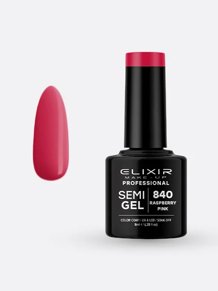 Elixir Semi Gel Ημιμόνιμο Βερνίκι 8ml – #840 (RASPBERRY PINK)