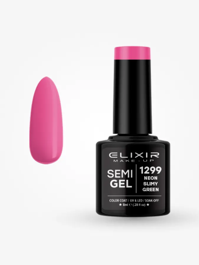 Elixir Semi Gel Ημιμόνιμο Βερνίκι 8ml – #1299 (NEON SLIMY GREEN)