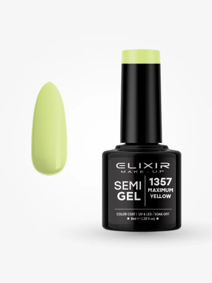 Elixir Semi Gel Ημιμόνιμο Βερνίκι 8ml – #1357 (MAXIMUM YELLOW)