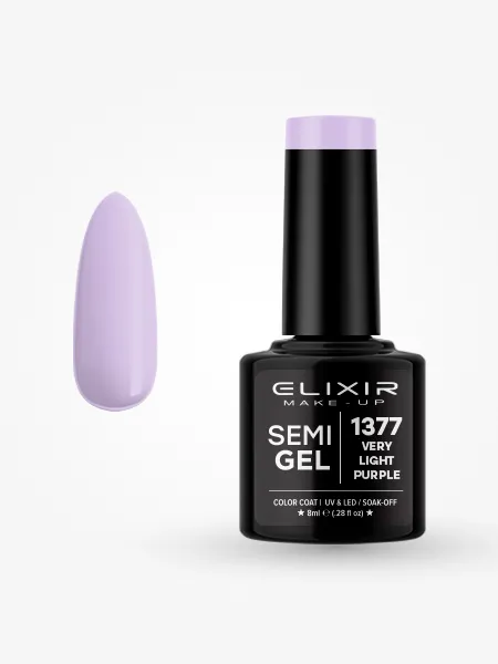 Elixir Semi Gel Ημιμόνιμο Βερνίκι 8ml – #1377 VERY LIGHT PURPLE