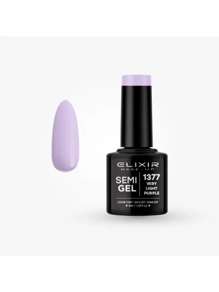Elixir Semi Gel Ημιμόνιμο Βερνίκι 8ml – #1377 VERY LIGHT PURPLE