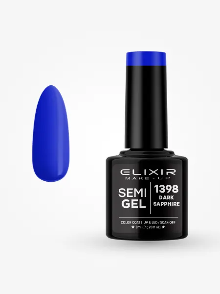 Elixir Semi Gel Ημιμόνιμο Βερνίκι 8ml – #1398 DARK SAPPHIRE