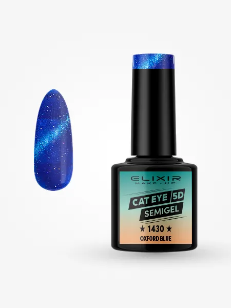 Elixir Semi Gel Ημιμόνιμο Βερνίκι CAT EYE 5D 8ml – #1430 (Oxford blue)
