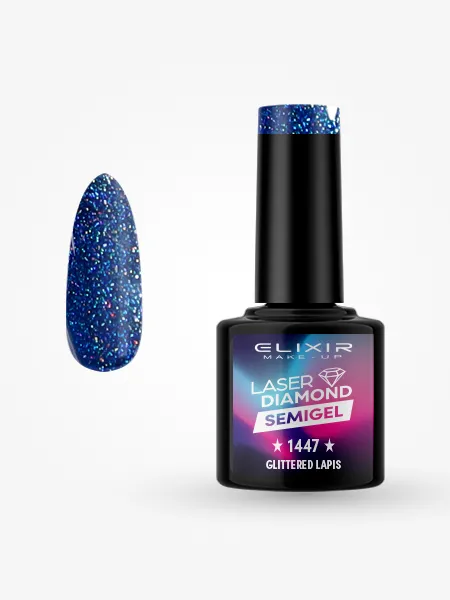 Elixir Semi Gel Ημιμόνιμο Βερνίκι 8ml – #1447 GLITTERED LAPIS