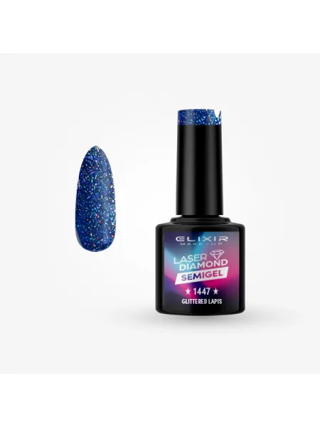 Elixir Semi Gel Ημιμόνιμο Βερνίκι 8ml – #1447 GLITTERED LAPIS