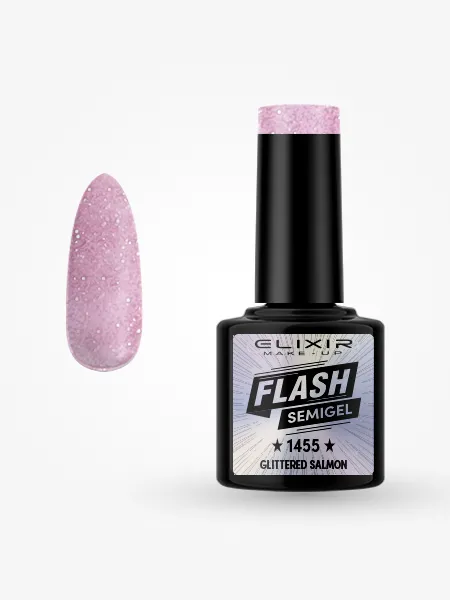 Elixir Semi Gel Ημιμόνιμο Βερνίκι 8ml – #1455 GLITTERED SALMON