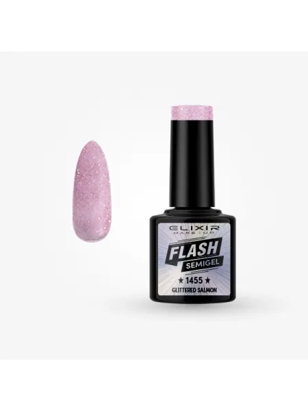 Elixir Semi Gel Ημιμόνιμο Βερνίκι 8ml – #1455 GLITTERED SALMON