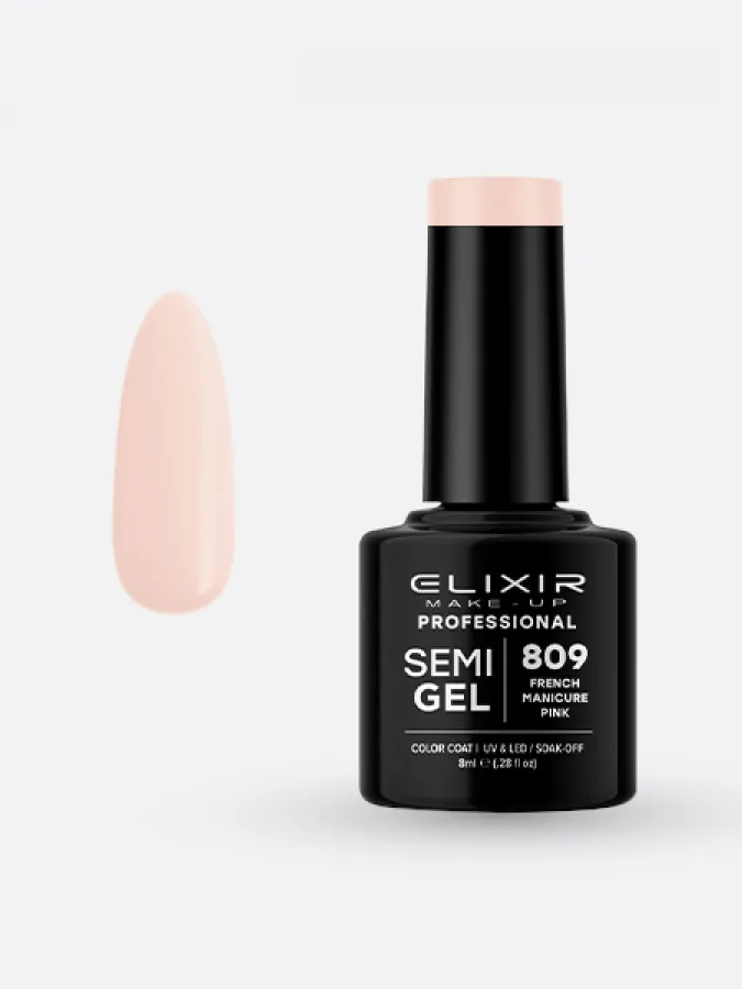 Elixir Semi Gel Ημιμόνιμο Βερνίκι 8ml – #809 (FRENCH MANICURE PINK)