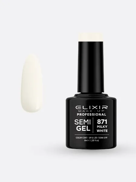 Elixir Semi Gel Ημιμόνιμο Βερνίκι 8ml – #871 (MILKY WHITE)