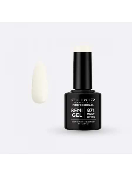 Elixir Semi Gel Ημιμόνιμο Βερνίκι 8ml – #871 (MILKY WHITE)