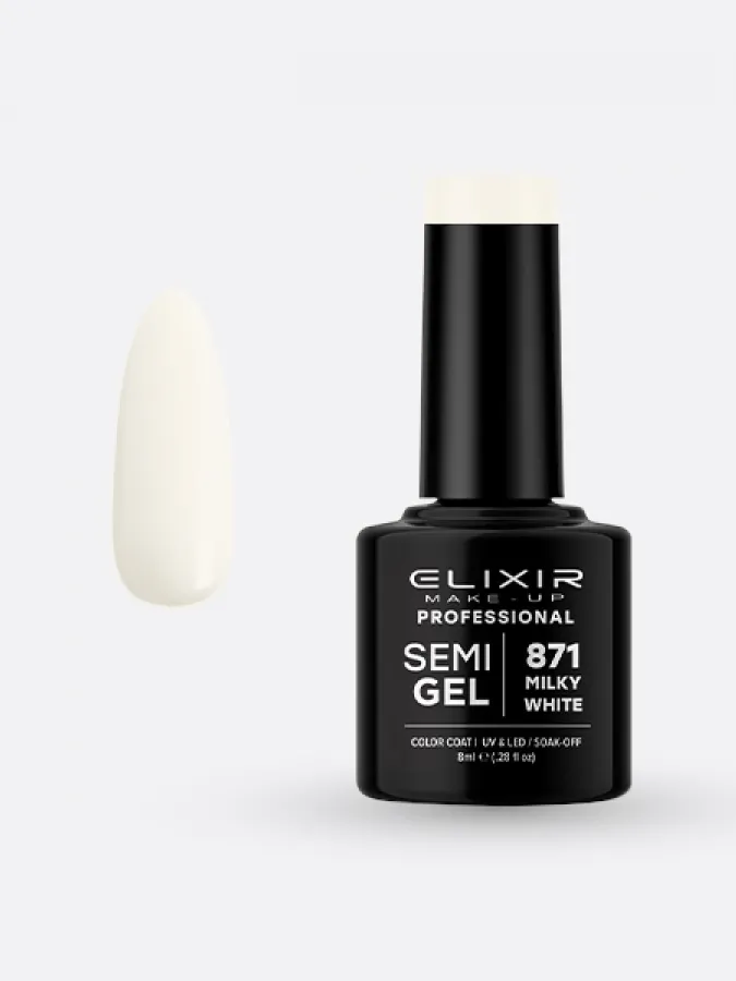 Elixir Semi Gel Ημιμόνιμο Βερνίκι 8ml – #871 (MILKY WHITE)