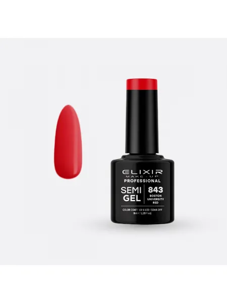 Elixir Semi Gel Ημιμόνιμο Βερνίκι 8ml – #843 (BOSTON UNIVERSITY RED)
