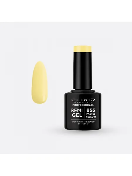 Elixir Semi Gel Ημιμόνιμο Βερνίκι 8ml – #855 (PASTEL YELLOW)