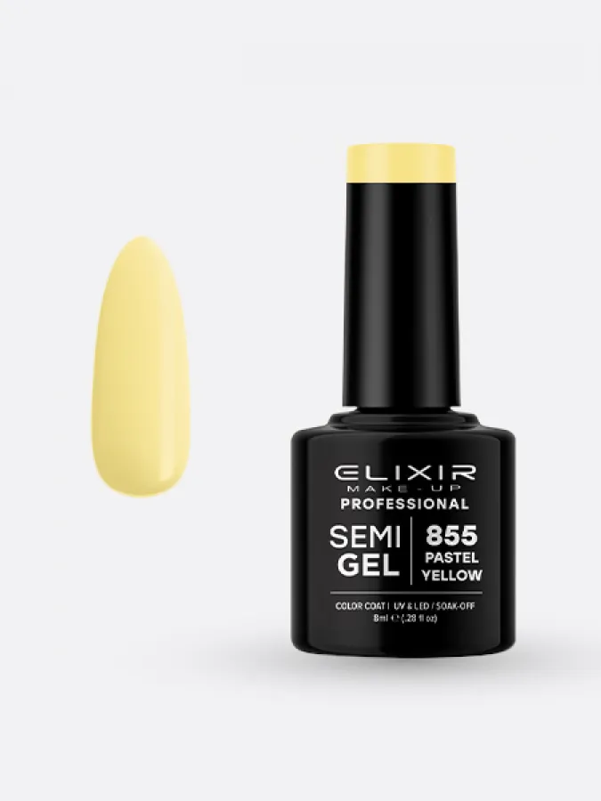 Elixir Semi Gel Ημιμόνιμο Βερνίκι 8ml – #855 (PASTEL YELLOW)