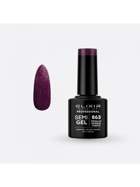 Elixir Semi Gel Ημιμόνιμο Βερνίκι 8ml – #863 (METALLIC IMPERIAL PURPLE)