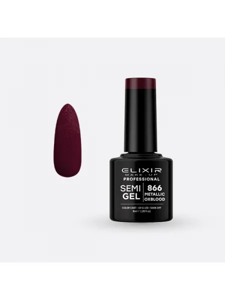 Elixir Semi Gel Ημιμόνιμο Βερνίκι 8ml – #866 (METALLIC OXBLOOD)