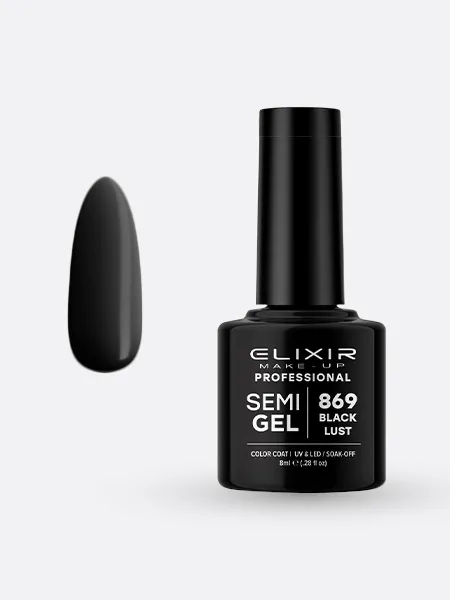 Elixir Semi Gel Ημιμόνιμο Βερνίκι 8ml – #869 (BLACK LUST)
