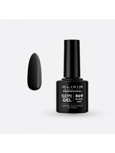 Elixir Semi Gel Ημιμόνιμο Βερνίκι 8ml – #869 (BLACK LUST)