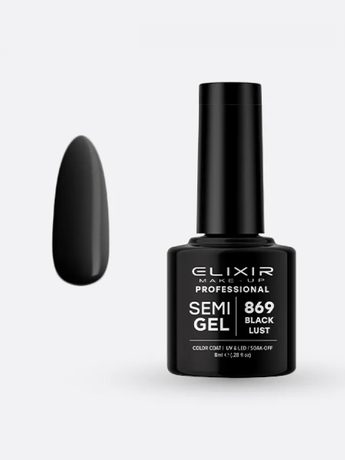 Elixir Semi Gel Ημιμόνιμο Βερνίκι 8ml – #869 (BLACK LUST)