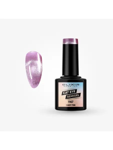 Elixir Semi Gel Ημιμόνιμο Βερνίκι CAT EYE 5D 8ml – #1167 (CANDY PINK)