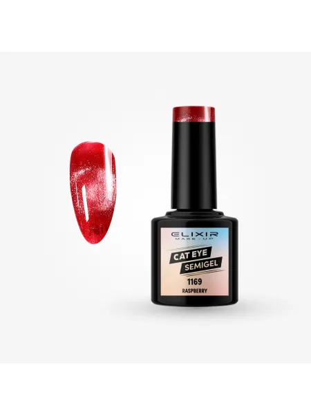 Elixir Semi Gel Ημιμόνιμο Βερνίκι CAT EYE 5D 8ml – #1169 (RASPBERRY)