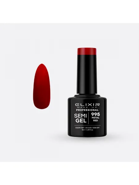 Elixir Semi Gel Ημιμόνιμο Βερνίκι 8ml – #995 (METAL RED)