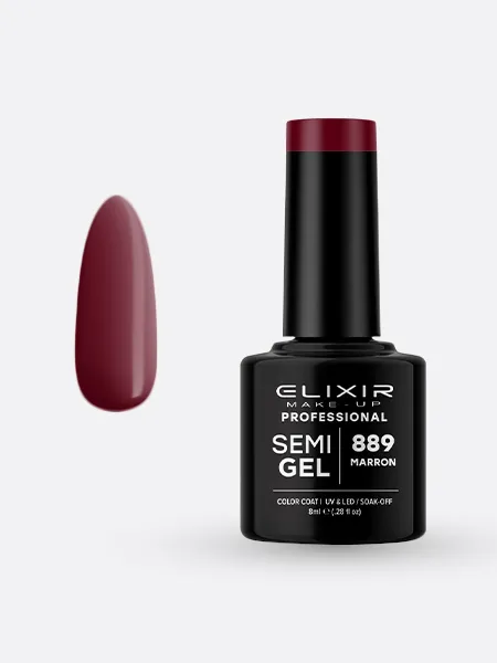 Elixir Semi Gel Ημιμόνιμο Βερνίκι 8ml – #889 (MARRON)