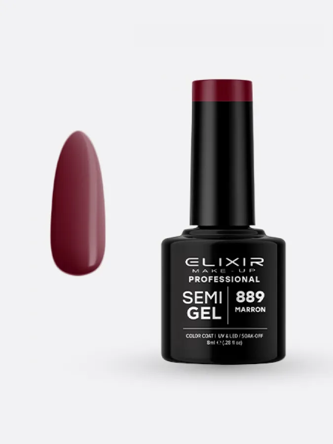 Elixir Semi Gel Ημιμόνιμο Βερνίκι 8ml – #889 (MARRON)