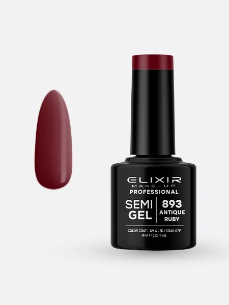 Elixir Semi Gel Ημιμόνιμο Βερνίκι 8ml – #893 (ANTIQUE RUBY)