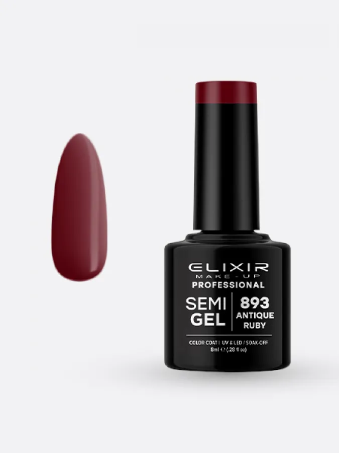 Elixir Semi Gel Ημιμόνιμο Βερνίκι 8ml – #893 (ANTIQUE RUBY)