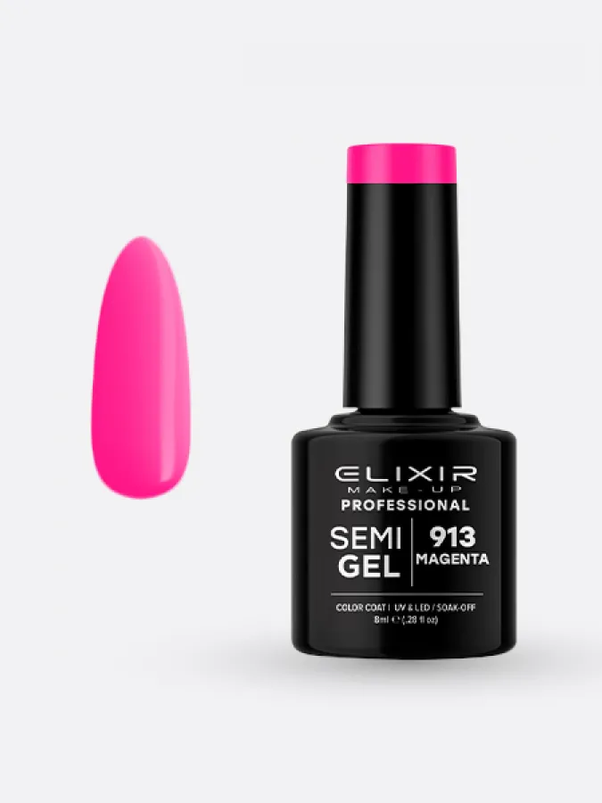 Elixir Semi Gel Ημιμόνιμο Βερνίκι 8ml – #913 (MAGENTA)