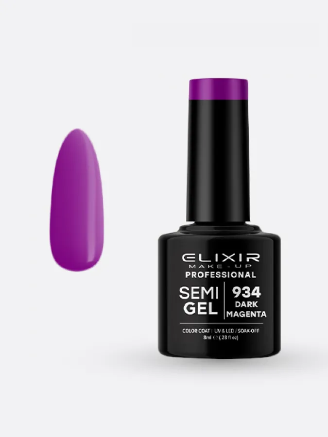 Elixir Semi Gel Ημιμόνιμο Βερνίκι 8ml – #934 (DARK MAGENTA)