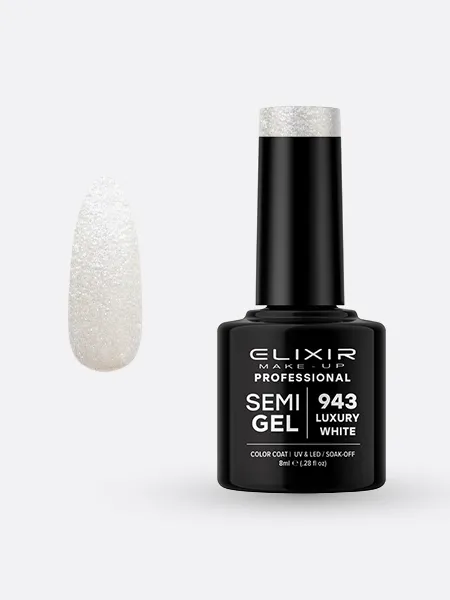 Elixir Semi Gel Ημιμόνιμο Βερνίκι 8ml – #943 (LUXURY WHITE)