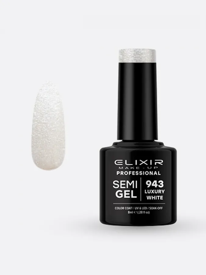 Elixir Semi Gel Ημιμόνιμο Βερνίκι 8ml – #943 (LUXURY WHITE)