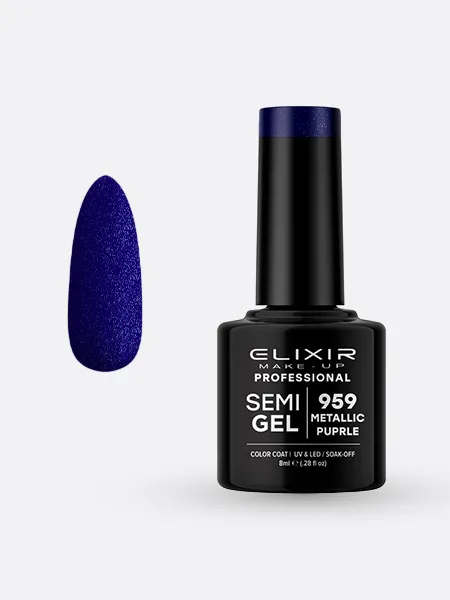 Elixir Semi Gel Ημιμόνιμο Βερνίκι 8ml – #959 (METALLIC PURPLE)