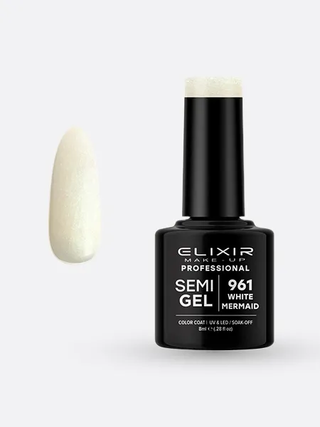 Elixir Semi Gel Ημιμόνιμο Βερνίκι 8ml – #961 (WHITE MERMAID)