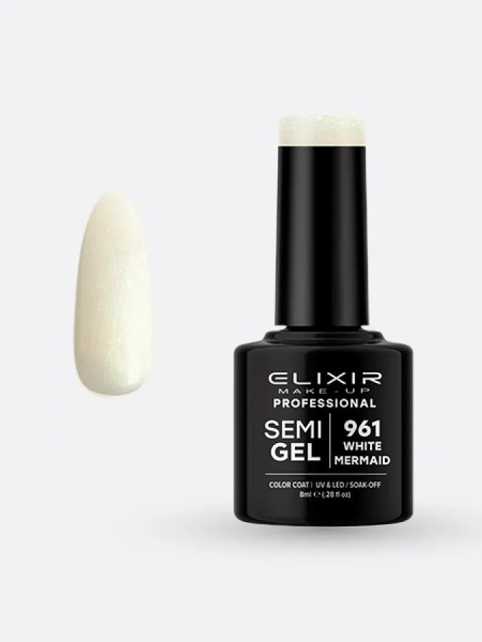 Elixir Semi Gel Ημιμόνιμο Βερνίκι 8ml – #961 (WHITE MERMAID)