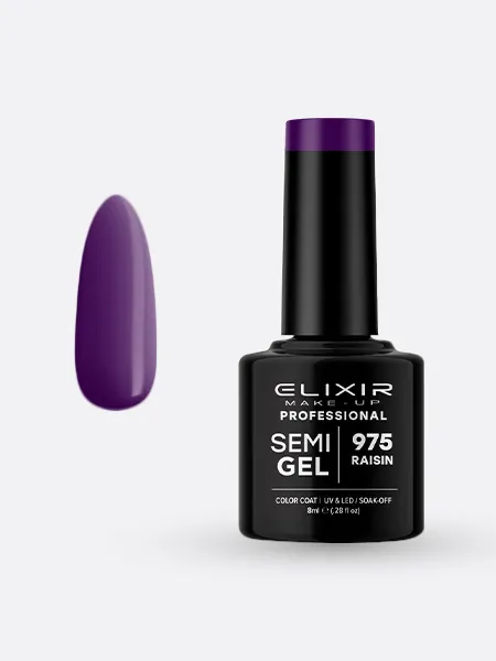 Elixir Semi Gel Ημιμόνιμο Βερνίκι 8ml – #975 (RAISIN)