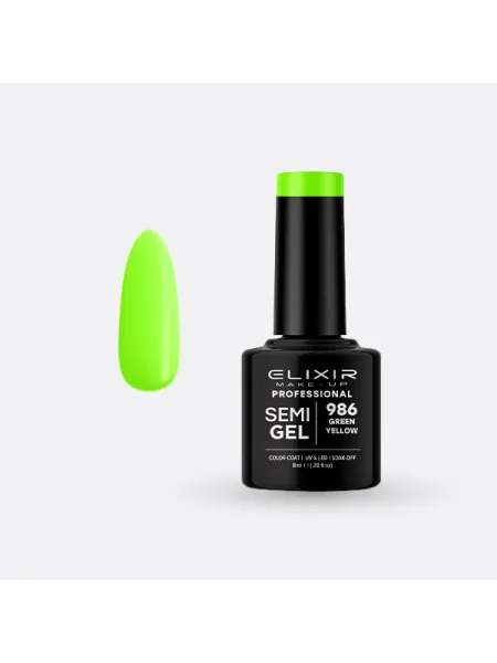 Elixir Semi Gel Ημιμόνιμο Βερνίκι 8ml – #986 (GREEN YELLOW)
